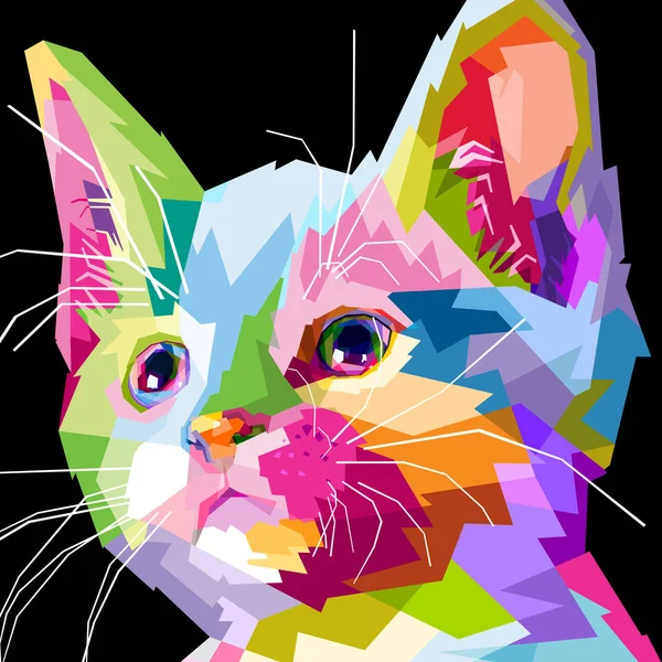 Primer Plano Cara Gato Pop Arte — Vector de stock