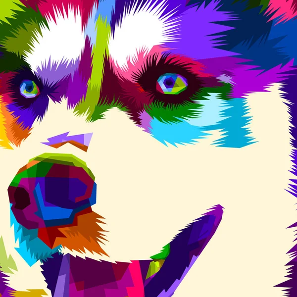 Gros Plan Visage Husky Sur Style Pop Art — Image vectorielle