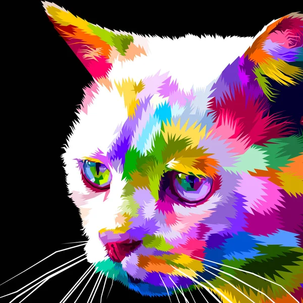 Rosto Gato Arte Pop Estilo Pop Art — Vetor de Stock