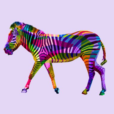 geometrik soyut pop art renkli yürüyüş zebra