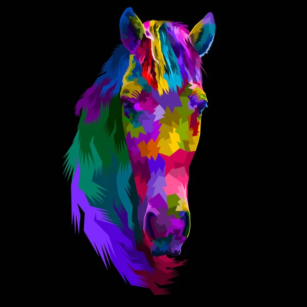 Tête Cheval Colorée Isolée Avec Pop Art Géométrique Moderne Abstrait — Image vectorielle