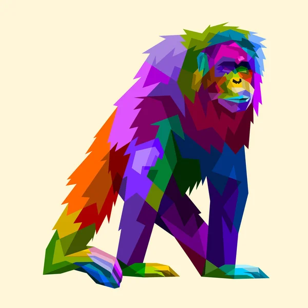 Orangotango Colorido Geometria Estilo Pop Art — Vetor de Stock