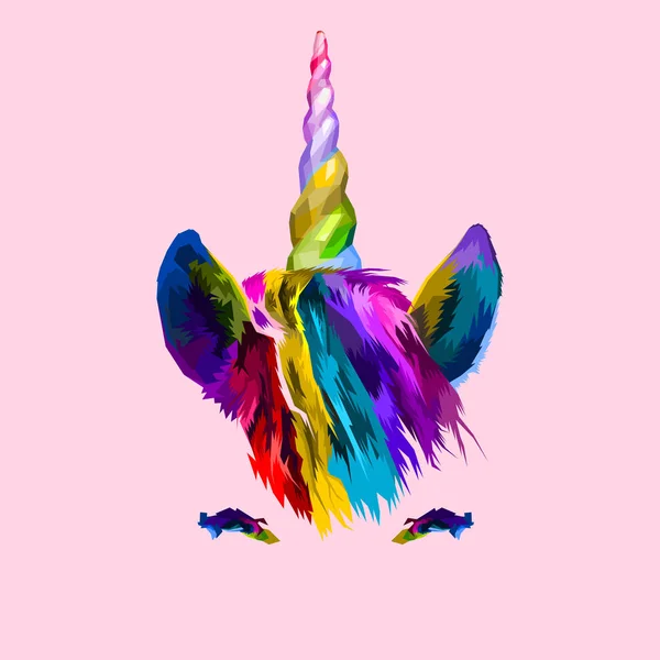 Kleurrijke Unicorn Leuke Illustratie Geometrische Pop Art Voor Kaart Shirt — Stockvector