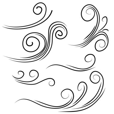 Beyaz bir arka planda el rüzgarı yalıtılmış. Doodle vektör illüstrasyonu.