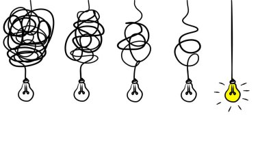 Karmaşık, kafa karıştırıcı berraklık ya da yol vektörü kavramının sadeleştirilmesi. Doodle vektör illüstrasyonu .