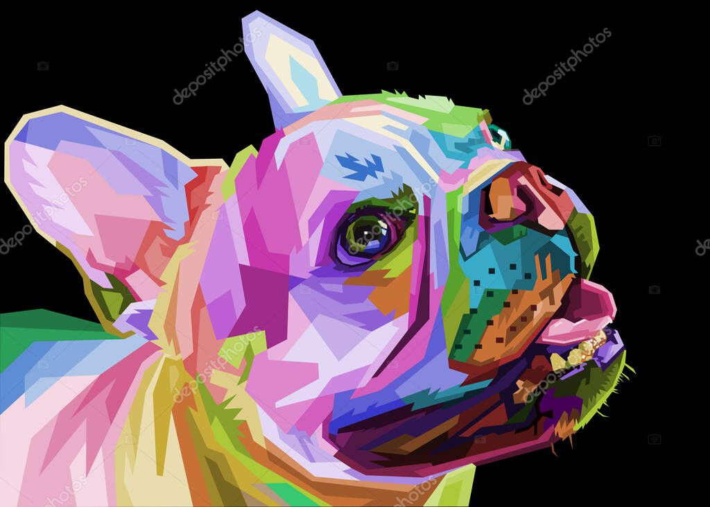 French bulldog on geometric pop art style. vector illustration.