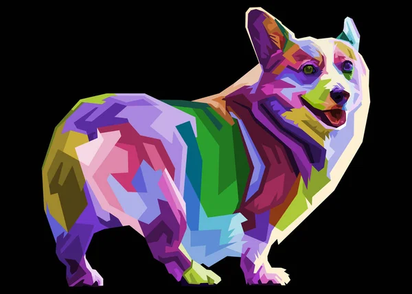 Barevné Corgi Pes Izolovaný Pop Art Stylu Vektorová Ilustrace — Stockový vektor