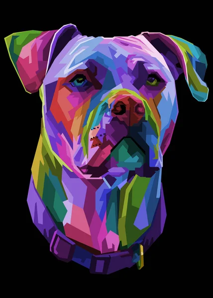 Pitbull Terrier Dog Pop Art Geometric Vector Illustration — Stock Vector