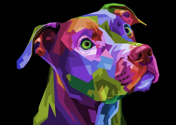 Pop Art Geometric .vector illüstrasyonunda renkli pitbull terrier köpeği.