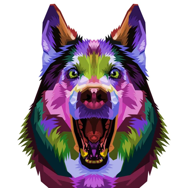 Bonito Husky Cão Pop Arte Style Vector Ilustração — Vetor de Stock