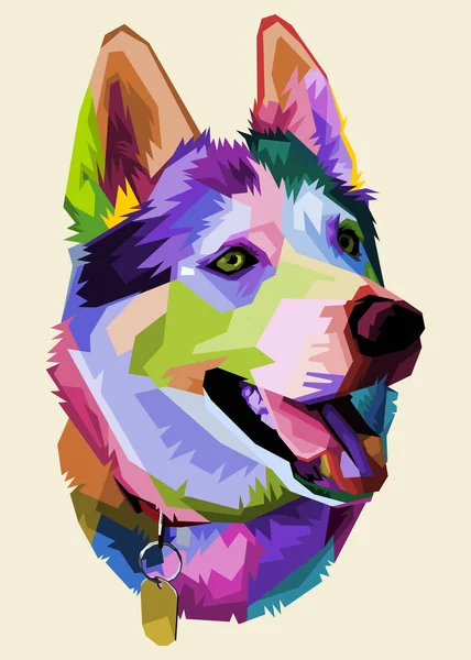 Niedlichen Husky Hund Auf Pop Art Style Vector Illustration — Stockvektor