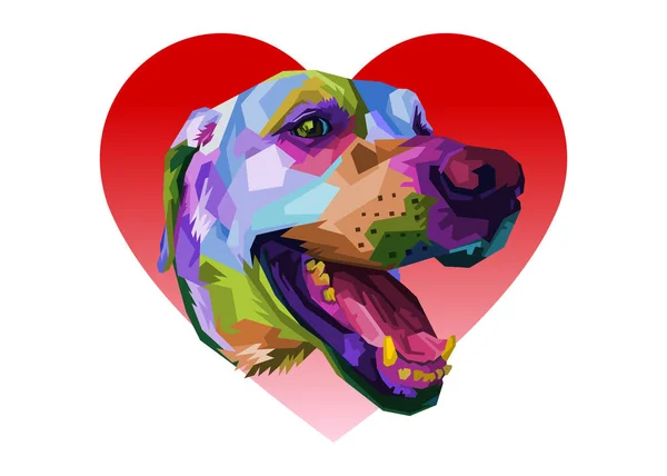 Colorful Labadror Dog Love Heart Logo Element Illustration Love Symbol — Stock Vector
