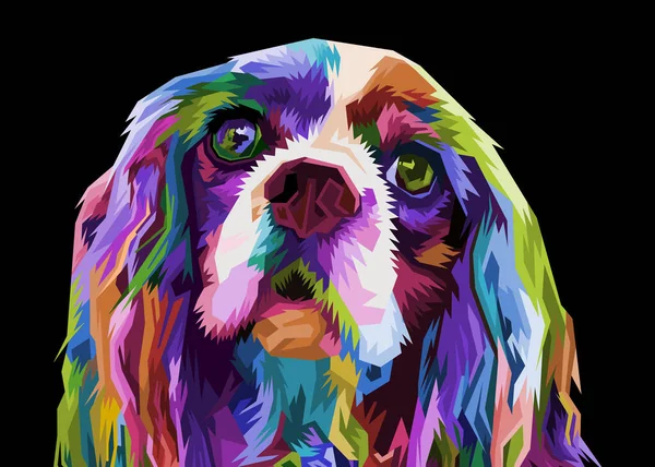 Chien Épagneul Cocker Coloré Isolé Sur Style Pop Art Illustration — Image vectorielle