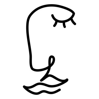Soyut minimalist sürekli çizgi çizimi. Kadınların portresi..