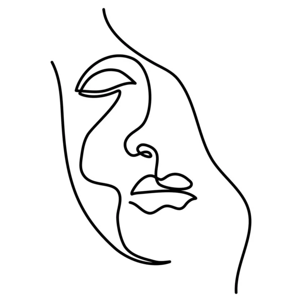 要約最小限の連続線画 女性の顔の肖像 — ストックベクタ