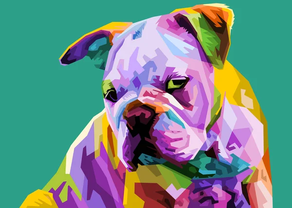 Buldogue Inglês Colorido Estilo Pop Art Ilustração Vetorial — Vetor de Stock