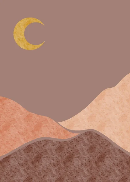 Paisajes Fondo Abstractos Con Noche Decoración Pared Boho Arte Minimalista — Vector de stock