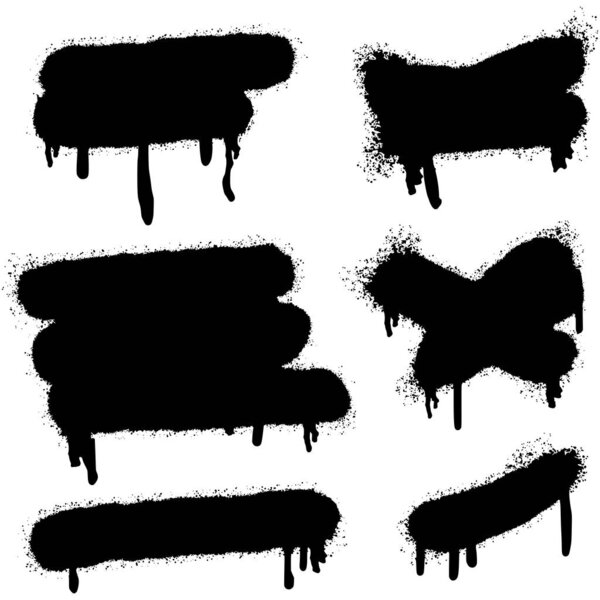 Набор граффити спрей окрашенные линии и гранж точки изолированы на белом фоне..