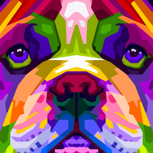 Pop Sanat Tarzında Renkli Yakın Çekim Ngiliz Bulldog Vektör Illüstrasyonu — Stok Vektör
