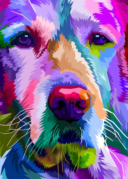 Colorful Close Golden Retriever Dog Pop Art Style Vector Illustration — Stock Vector