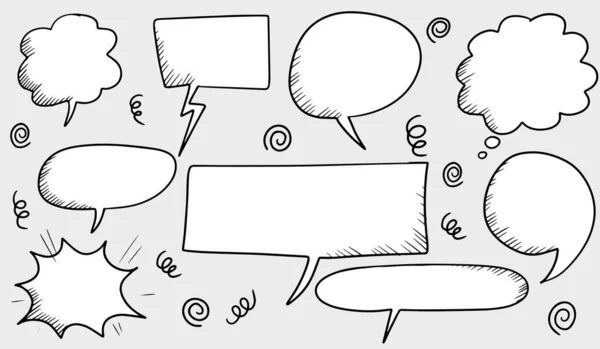 Hand Drawn Set Speech Bubbles Doodle Set Element Vector Illustration — Stock Vector