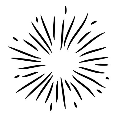 Karalama tasarımı ögesi, yıldız patlaması karalama vektör çizimi, el çizimi parlak karalama, su patlaması karalama çizimi.