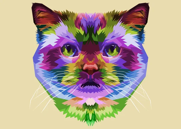 Cabeça Gato Colorido Estilo Pop Art — Vetor de Stock