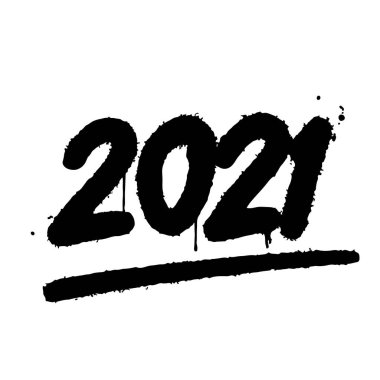 Elle çizilmiş yeni yıl numaraları. Karalama Yeni Yıl 2021 harfleri. Kartlar, baskılar, etiketler, tişörtler, davetiyeler için vektör şablonu. vektör illüstrasyonu.