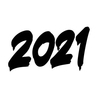 Elle çizilmiş yeni yıl numaraları. Karalama Yeni Yıl 2021 harfleri. Kartlar, baskılar, etiketler, tişörtler, davetiyeler için vektör şablonu. vektör illüstrasyonu.