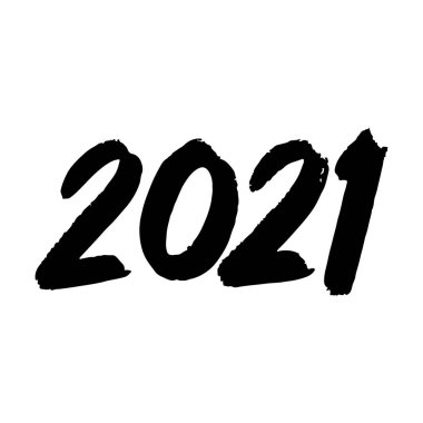 Elle çizilmiş yeni yıl numaraları. Karalama Yeni Yıl 2021 harfleri. Kartlar, baskılar, etiketler, tişörtler, davetiyeler için vektör şablonu. vektör illüstrasyonu.
