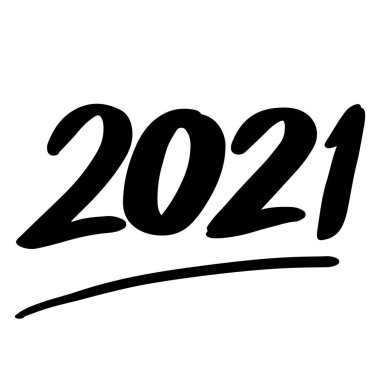 Elle çizilmiş yeni yıl numaraları. Karalama Yeni Yıl 2021 harfleri. Kartlar, baskılar, etiketler, tişörtler, davetiyeler için vektör şablonu. vektör illüstrasyonu.