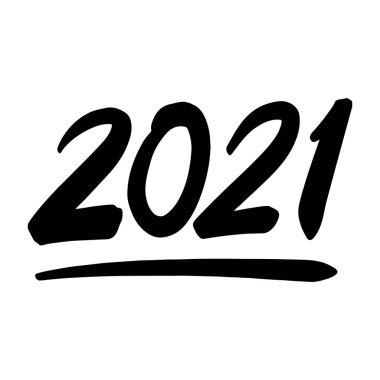Elle çizilmiş yeni yıl numaraları. Karalama Yeni Yıl 2021 harfleri. Kartlar, baskılar, etiketler, tişörtler, davetiyeler için vektör şablonu. vektör illüstrasyonu.