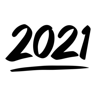 Elle çizilmiş yeni yıl numaraları. Karalama Yeni Yıl 2021 harfleri. Kartlar, baskılar, etiketler, tişörtler, davetiyeler için vektör şablonu. vektör illüstrasyonu.