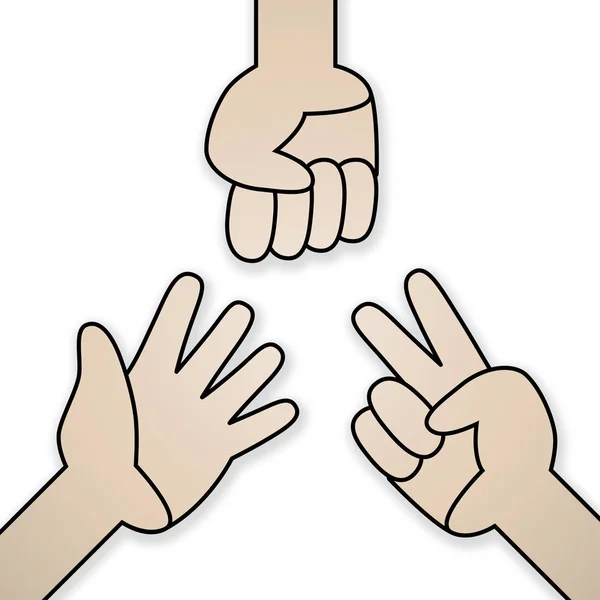 Rock Scissors Paper Hand Isolated Illustration White Background Paths Selection — Stock Photo, Image