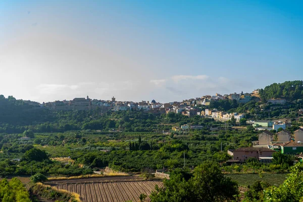 Vue Sur Ville Montagne Segorbe Avec Végétation Qui Entoure Très — Photo