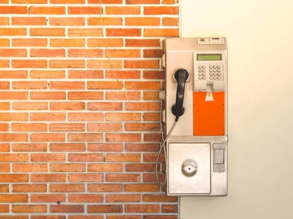 Old Public Payphone Red Brick Wall University Thailand — Stock Photo, Image