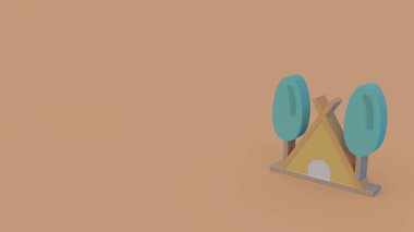 renk 3d simgesi turuncu zemin üzerine izole çadır