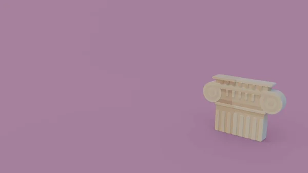 Икона Древней Греческой Колонны Головы Изолированы Светлом Фиолетовом Фоне — стоковое фото