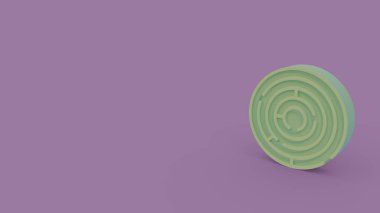açık mor renkli izole yuvarlak eski labirent 3D simgesi