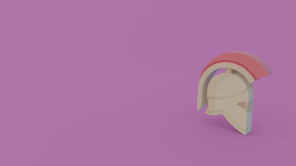紫色の背景に分離されたプルームと古代のヘルメットの アイコン — ストック写真