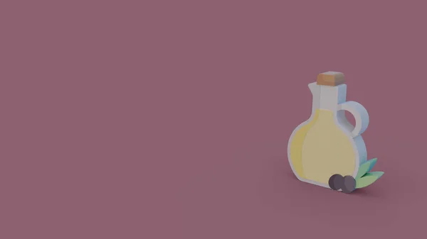 Икона Оливкового Масла Стеклянном Графине Изолированы Йолет Фоне — стоковое фото