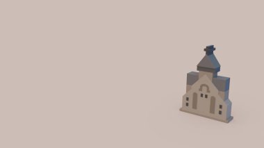bej renkli arka plan üzerinde izole Katolik Kilisesi'nin 3D simgesi