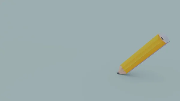 Icon Yellow Pencil Isolated Light Blue Background — Stock Photo, Image