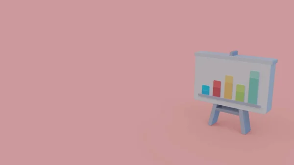 3d icon of flip chart with bar chart isolated on pink background
