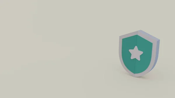 Значок Зеленого Щита Звездой Символ Изолирован Светло Зеленом Фоне — стоковое фото