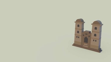 bej renkli arka plan üzerinde izole Tacikistan kale 3D simgesi