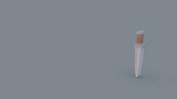 Икона Древнего Кинжала Декорированной Ручкой Изолированы Сером Фоне — стоковое фото
