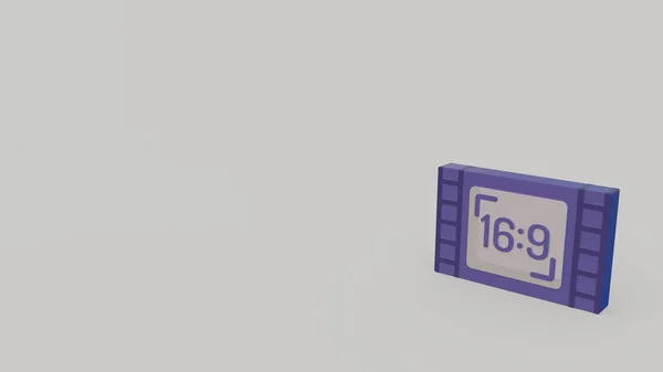 icon of violet image format with ratio 16 to 9 isolated on gray background