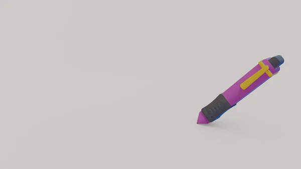 Symbol Von Violetten Bleistift Isoliert Auf Grauem Hintergrund — Stockfoto