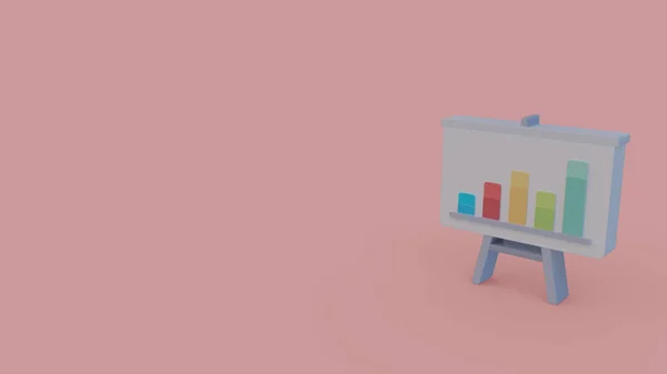 çubuk grafik, pembe arka plan izole olan flip grafik 3D simgesi